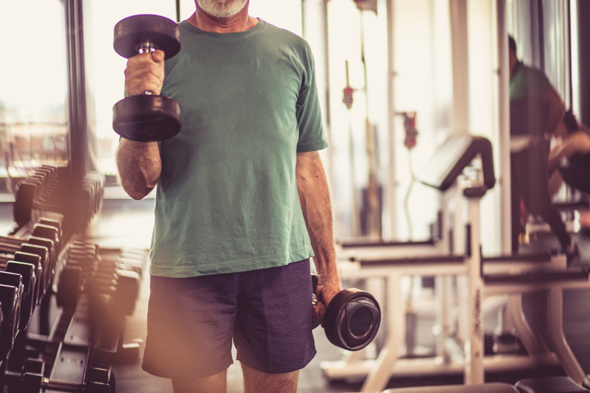Senior adults exercising at a fitness center